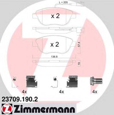 Комплект тормозных колодок, дисковый тормоз ZIMMERMANN 23709.190.2