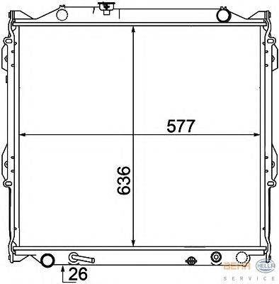 Радиатор, охлаждение двигателя HELLA 8MK376773651