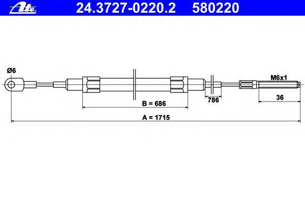 Трос, стояночная тормозная система ATE 24372702202