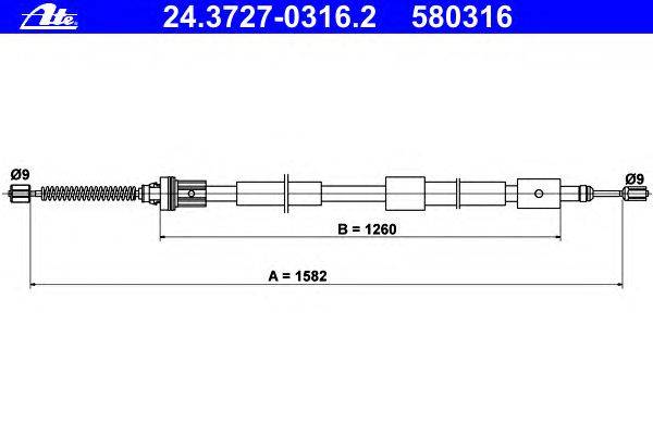 Трос, стояночная тормозная система ATE 24.3727-0316.2