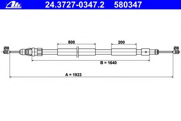Трос, стояночная тормозная система ATE 24.3727-0347.2