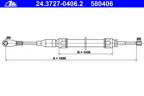 Трос, стояночная тормозная система ATE 24.3727-0406.2