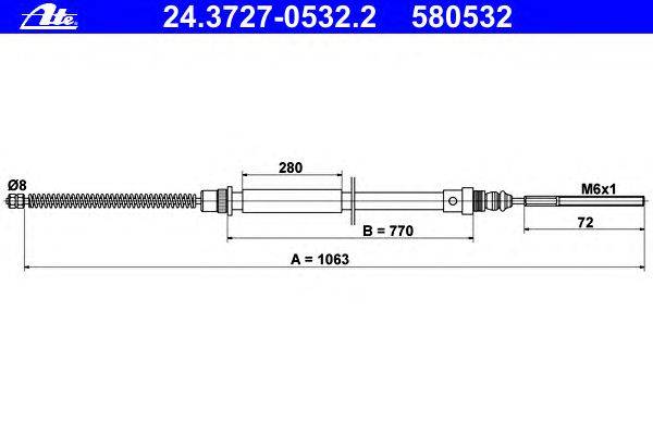 Трос, стояночная тормозная система ATE 24.3727-0532.2