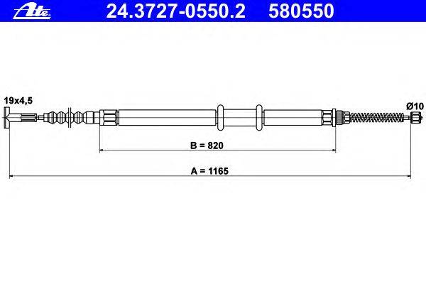 Трос, стояночная тормозная система ATE 24.3727-0550.2
