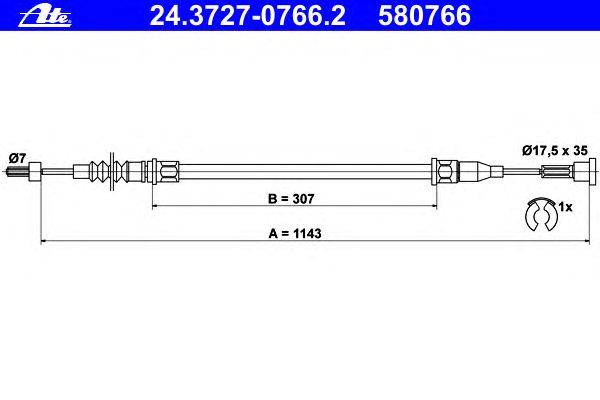 Трос, стояночная тормозная система ATE 24.3727-0766.2