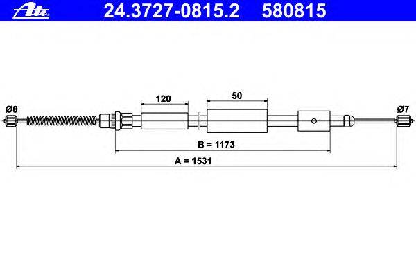 Трос, стояночная тормозная система ATE 24.3727-0815.2