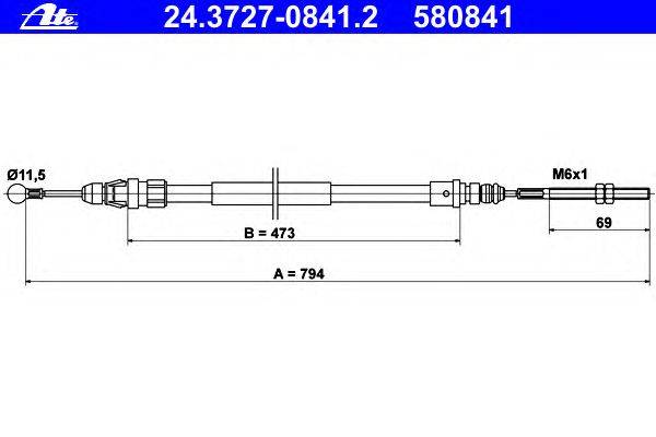 Трос, стояночная тормозная система ATE 24372708412