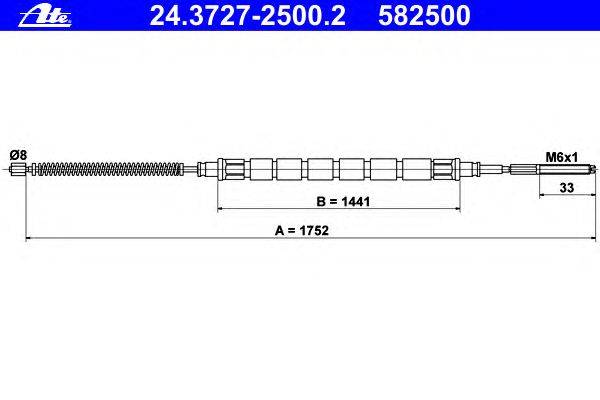 Трос, стояночная тормозная система ATE 24.3727-2500.2