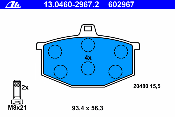 Комплект тормозных колодок, дисковый тормоз ATE 13046029672