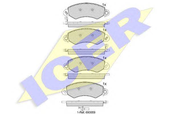 Комплект тормозных колодок, дисковый тормоз ICER 141971