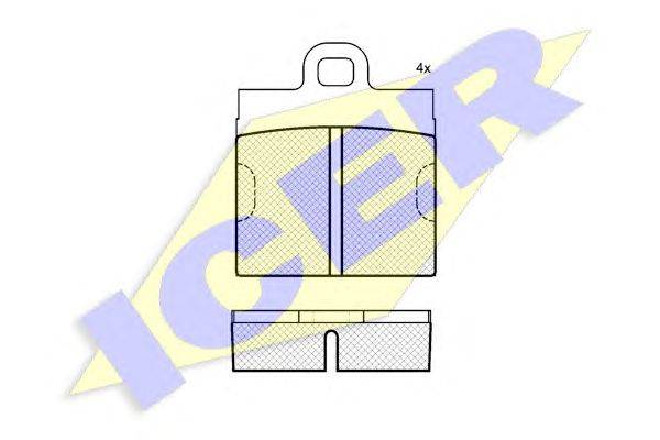 Комплект тормозных колодок, дисковый тормоз ICER 180085