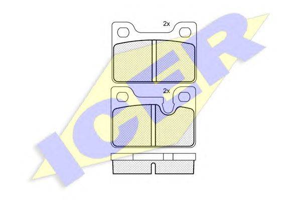 Комплект тормозных колодок, дисковый тормоз ICER 20486