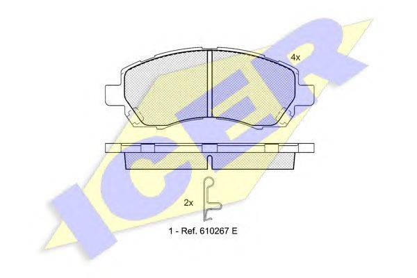 Комплект тормозных колодок, дисковый тормоз ICER 23782