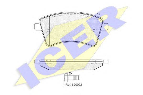 Комплект тормозных колодок, дисковый тормоз ICER 181854-200