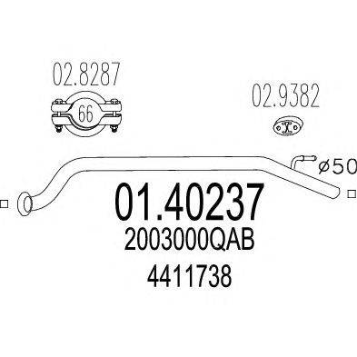 Труба выхлопного газа MTS 01.40237