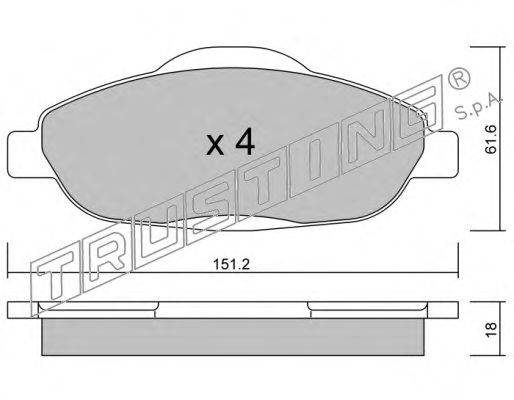 Комплект тормозных колодок, дисковый тормоз TRUSTING 820.0