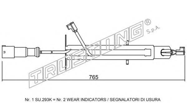 Сигнализатор, износ тормозных колодок TRUSTING SU.293K
