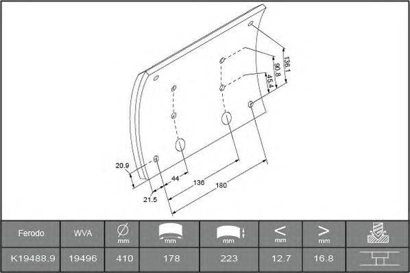 Комплект тормозных башмаков, барабанные тормоза ABEX B2097167