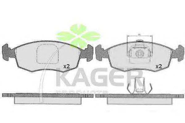 Комплект тормозных колодок, дисковый тормоз KAGER 350232