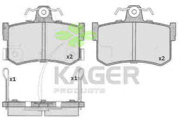 Комплект тормозных колодок, дисковый тормоз KAGER 21682