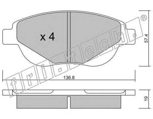 Комплект тормозных колодок, дисковый тормоз fri.tech. 964.0