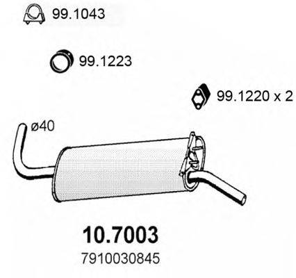 Глушитель выхлопных газов конечный ASSO 10.7003