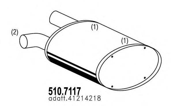 Средний / конечный глушитель ОГ ASSO 510.7117