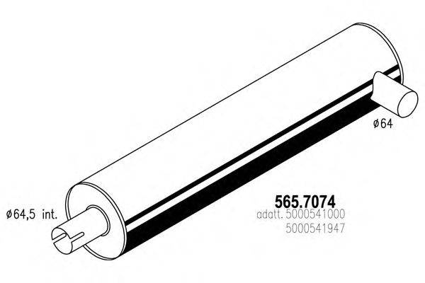 Средний / конечный глушитель ОГ ASSO 565.7074