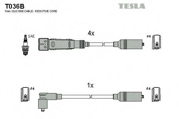 Комплект проводов зажигания TESLA T036B