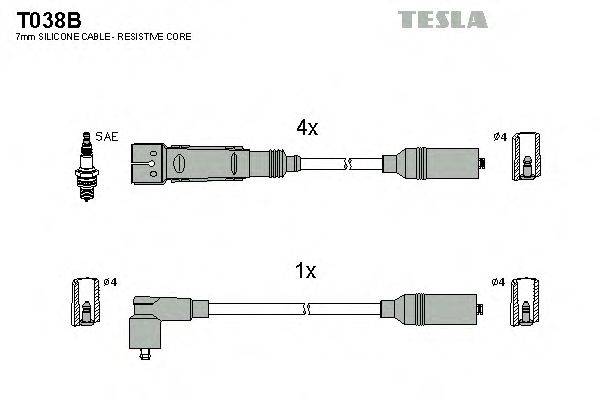Комплект проводов зажигания TESLA T038B
