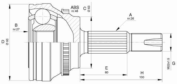 Шарнирный комплект, приводной вал OPEN PARTS CVJ5659.10