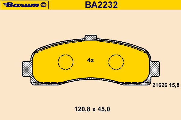 Комплект тормозных колодок, дисковый тормоз BARUM BA2232