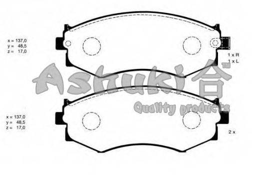 Комплект тормозных колодок, дисковый тормоз ASHUKI Y025-10