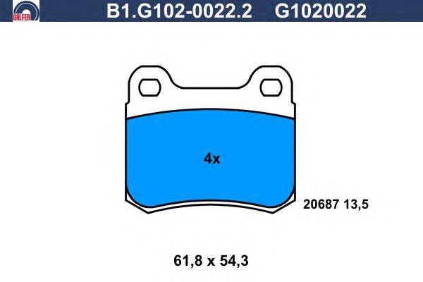 Комплект тормозных колодок, дисковый тормоз GALFER B1G10200222