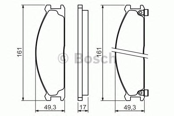 Комплект тормозных колодок, дисковый тормоз BOSCH 0986493480