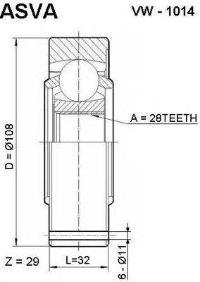 Шарнирный комплект, приводной вал ASVA VW1014