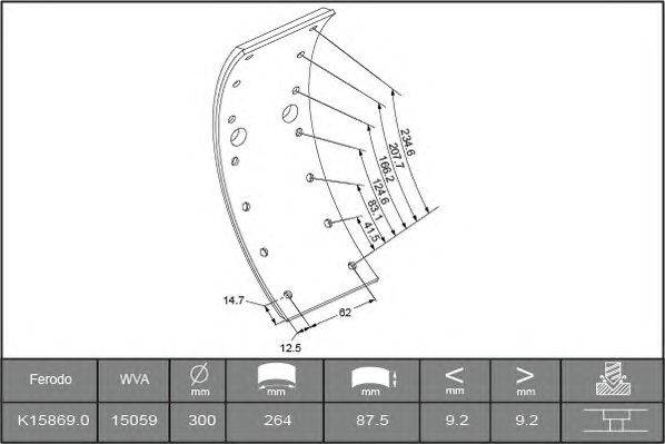 Комплект тормозных башмаков, барабанные тормоза FERODO K15869.0-F3658
