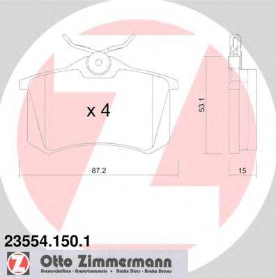 Комплект тормозных колодок, дисковый тормоз ZIMMERMANN 23554.150.1