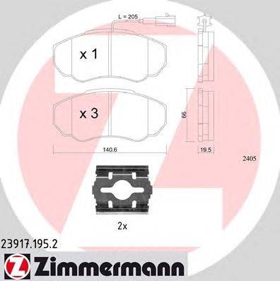 Комплект тормозных колодок, дисковый тормоз ZIMMERMANN 23917.195.2