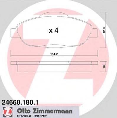 Комплект тормозных колодок, дисковый тормоз ZIMMERMANN 24660
