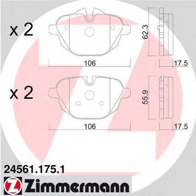 Комплект тормозных колодок, дисковый тормоз ZIMMERMANN 245611751