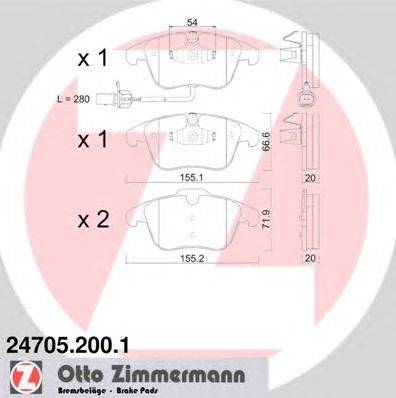 Комплект тормозных колодок, дисковый тормоз ZIMMERMANN 247052001