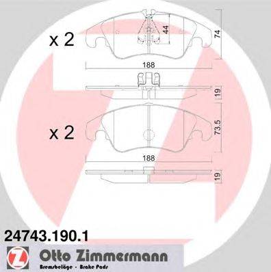 ZIMMERMANN (НОМЕР: 24743.190.1) Комплект тормозных колодок, дисковый тормоз