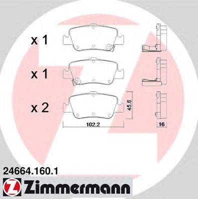 Комплект тормозных колодок, дисковый тормоз ZIMMERMANN 24664