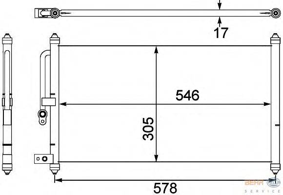 Конденсатор, кондиционер BEHR HELLA SERVICE 8FC 351 304-091