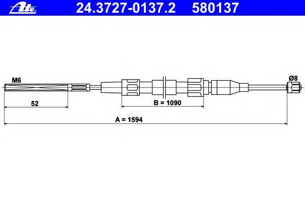 Трос, стояночная тормозная система ATE 24.3727-0137.2