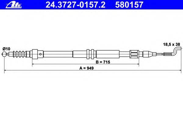 Трос, стояночная тормозная система ATE 24.3727-0157.2