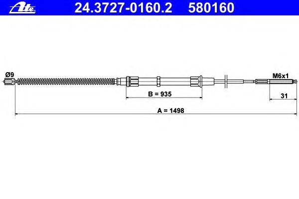 Трос, стояночная тормозная система ATE 24.3727-0160.2