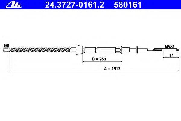 Трос, стояночная тормозная система ATE 24.3727-0161.2