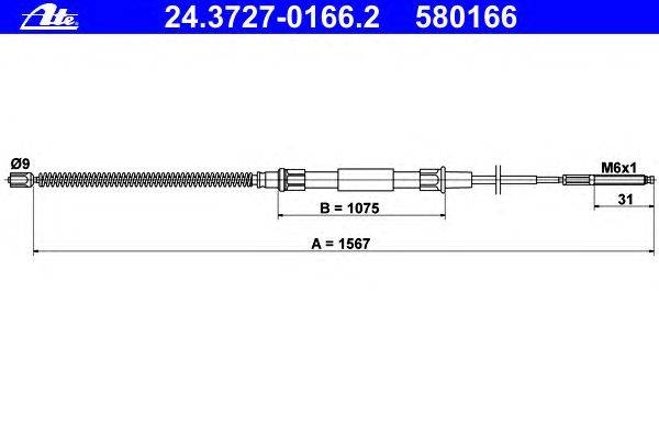 Трос, стояночная тормозная система ATE 24.3727-0166.2